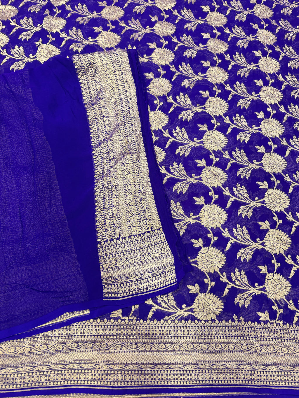 Purple jaal pattern pure georgette with water zari saree