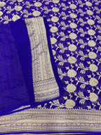 Purple jaal pattern pure georgette with water zari saree