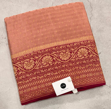 Pastel pink  pure benarasi crepe silk saree