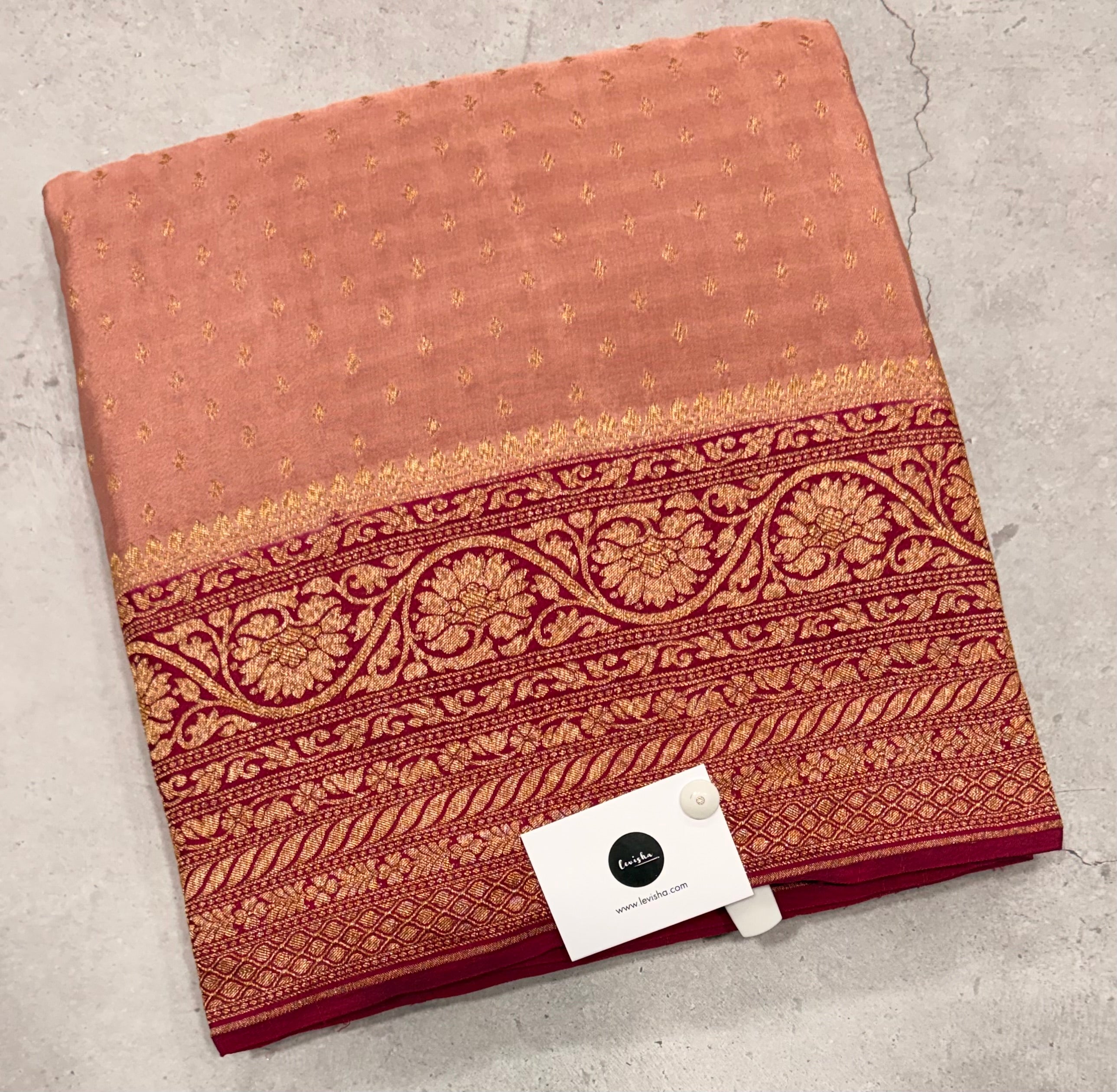 Pastel pink  pure benarasi crepe silk saree