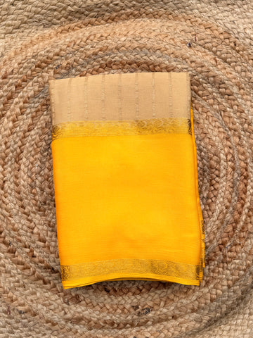 Golden chikku with mustard colour pure wrinkle crepe silk certified