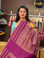 Neon green and magenta pink crepe chiffon Banaras