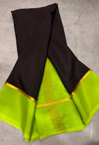 Black contrast border pure Mysore silk crepe saree