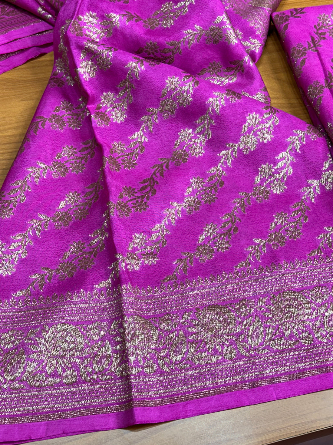Rose pink jaal pattern Banaras blouse materials 1 mtr
