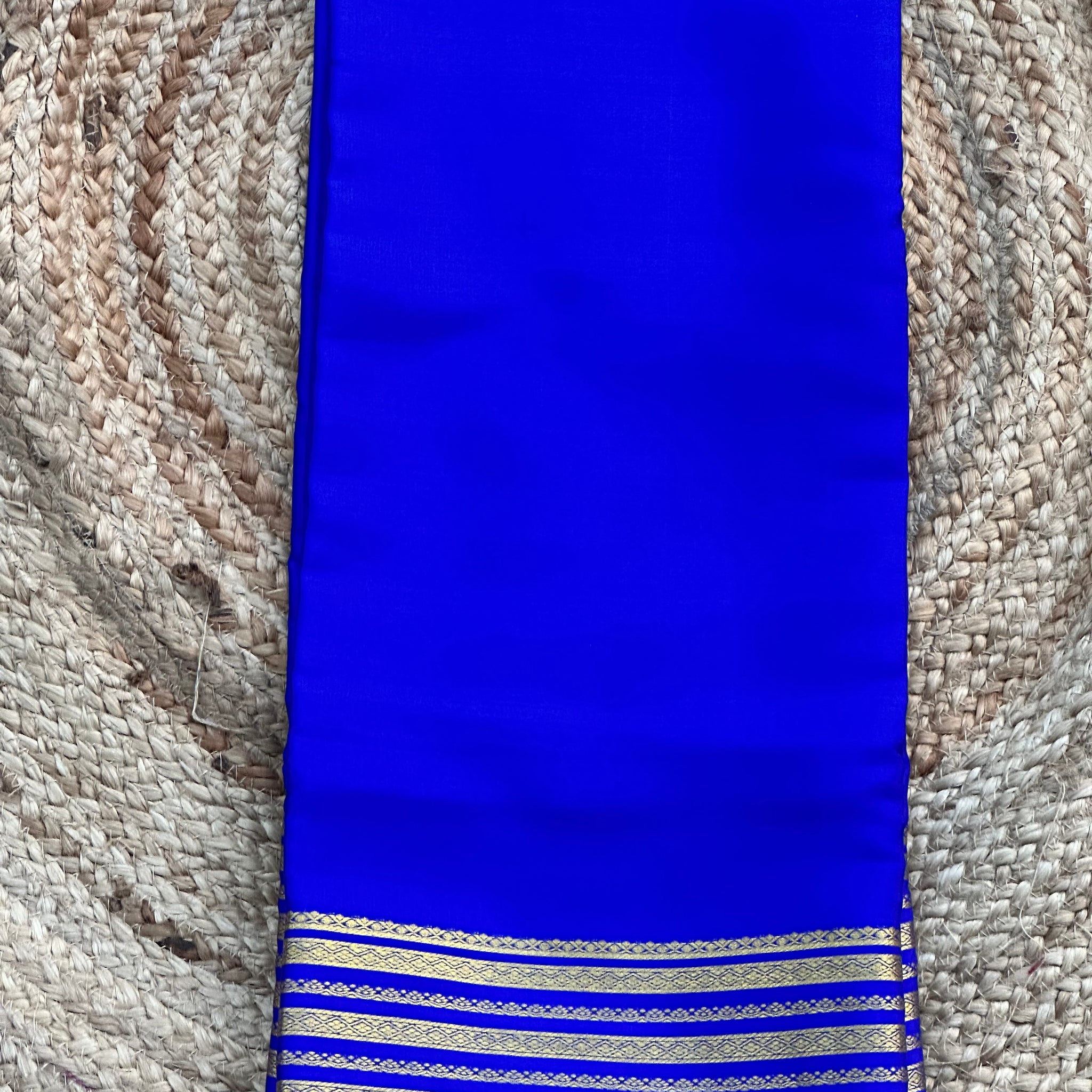 Royal blue pure crepe Mysore Silk sarees 120 gsm