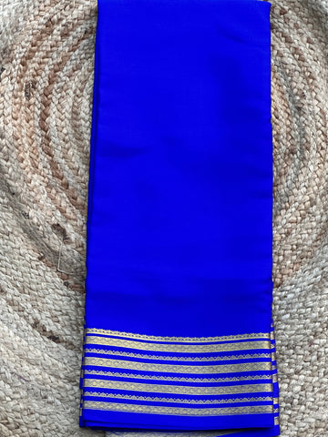 Royal blue pure crepe Mysore Silk sarees 120 gsm
