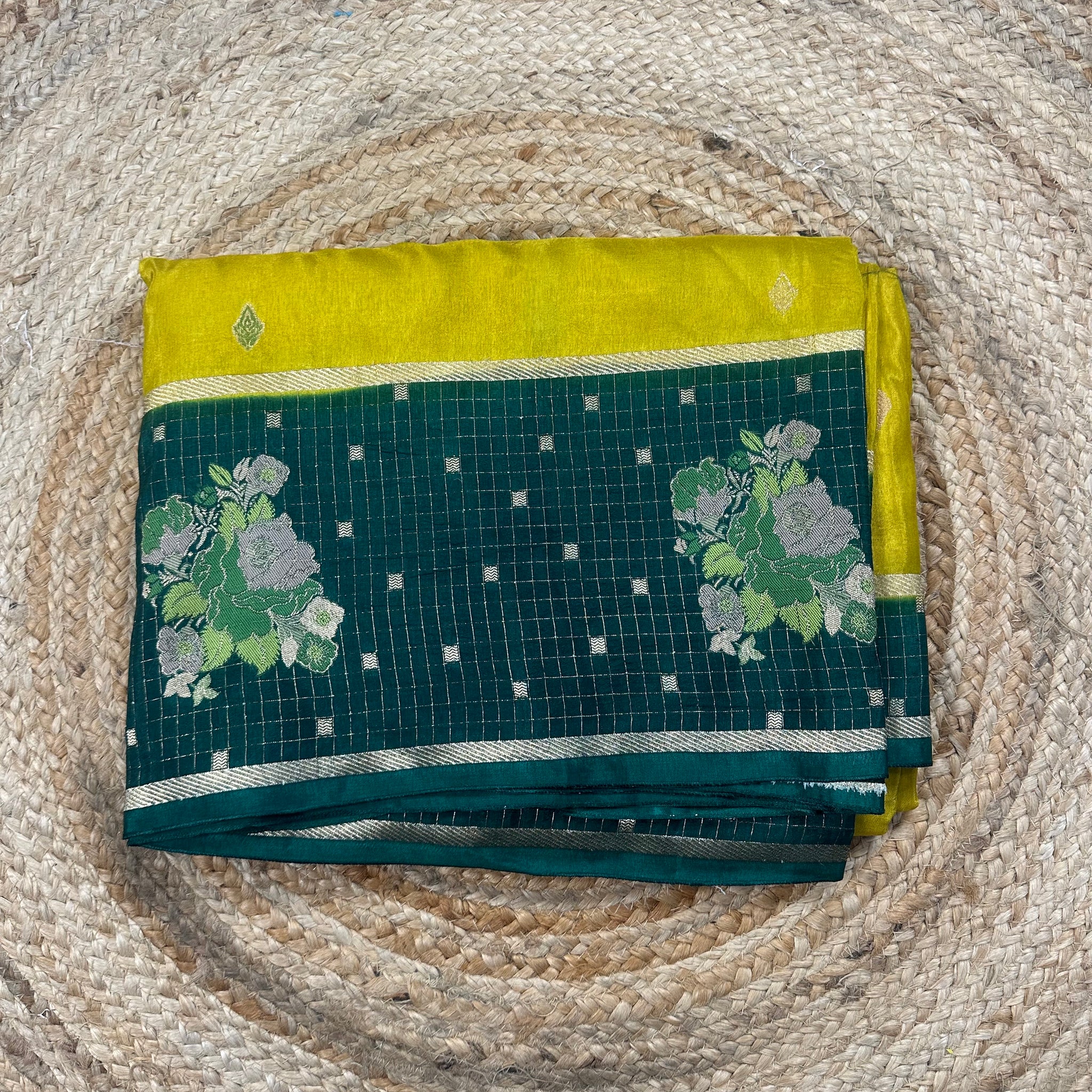Yellow and green dola silk