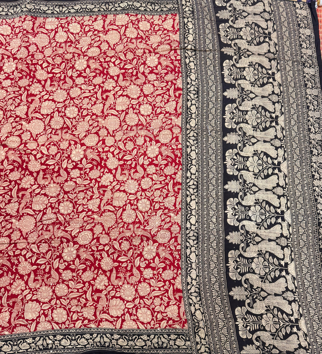 Red n black Kalamkari digital print 107 casual saree
