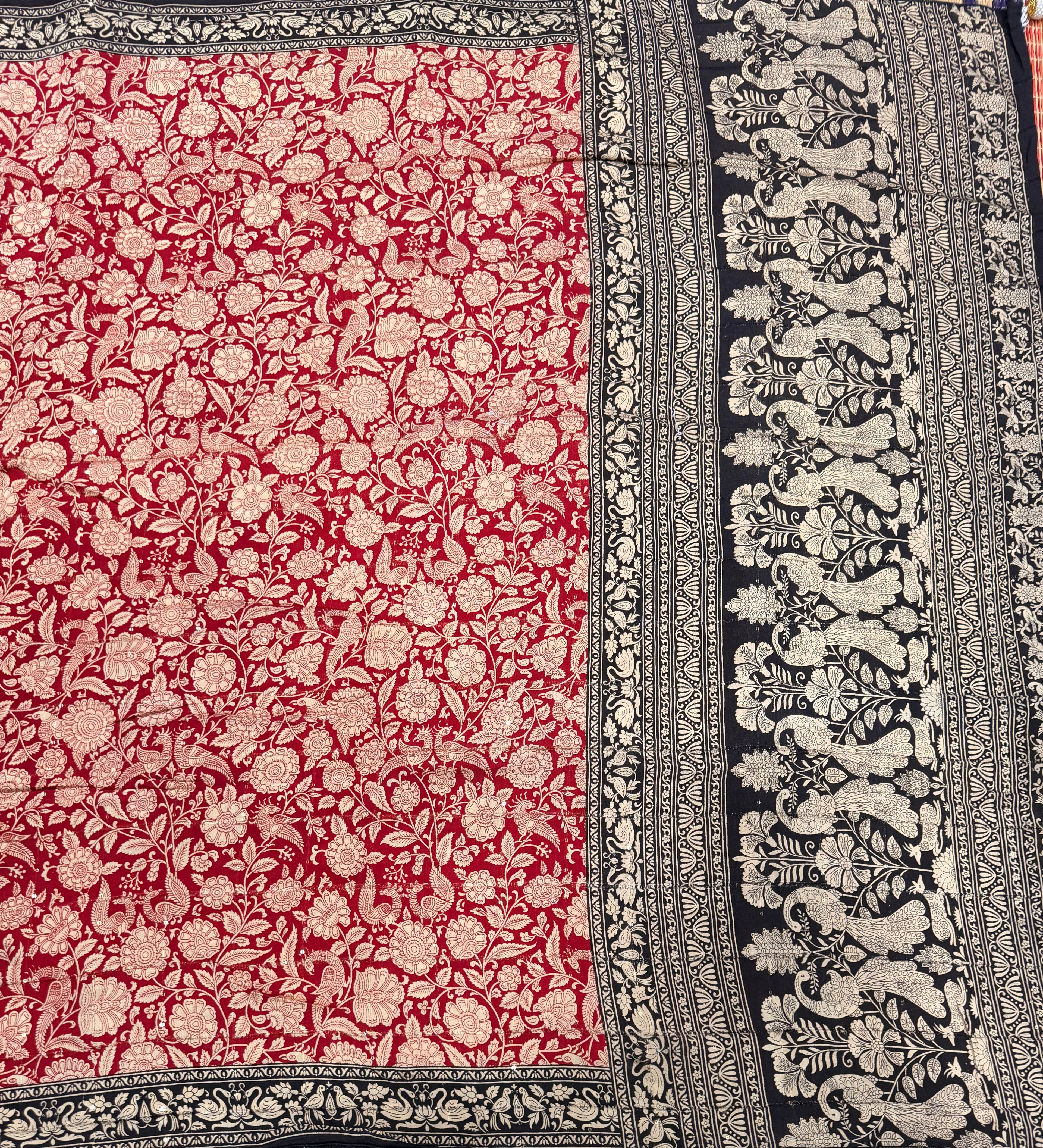 Red n black Kalamkari digital print 107 casual saree
