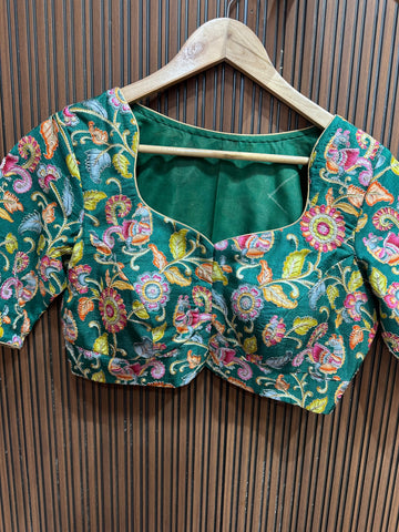 Green kalamkari stiched blouse L to XXL size