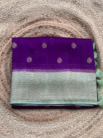 Purple and sea green tusser silk sarees