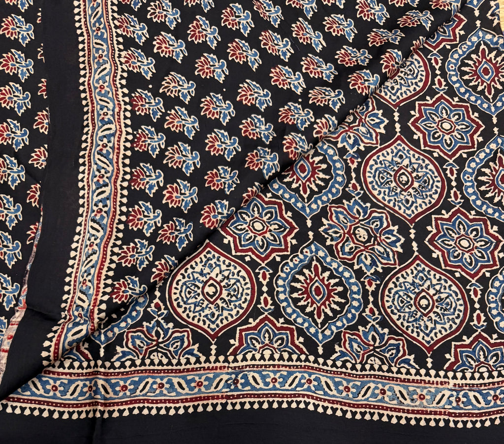 Black  pure Ajrak dola sarees