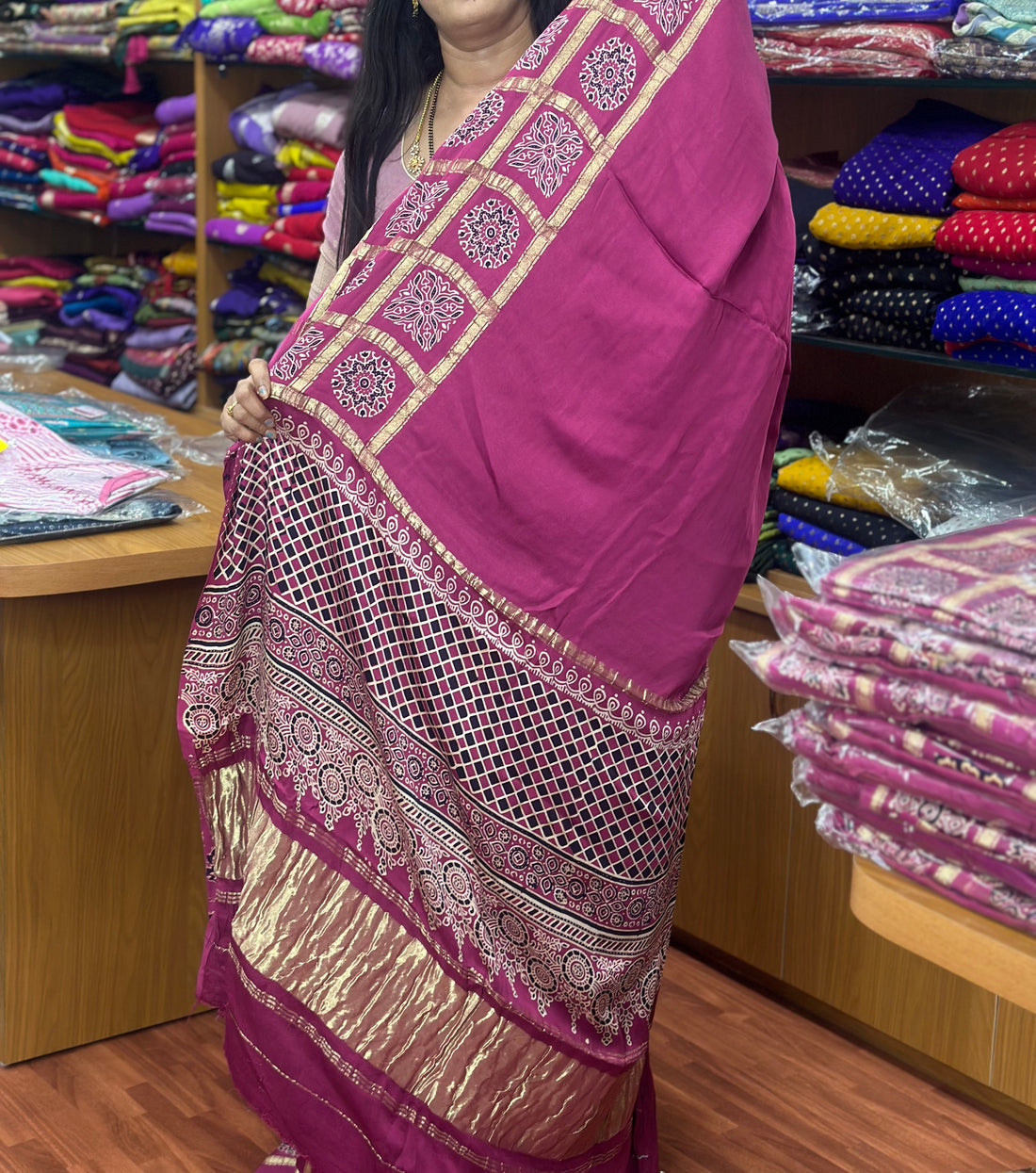 Onion pink pure modal silk sarees