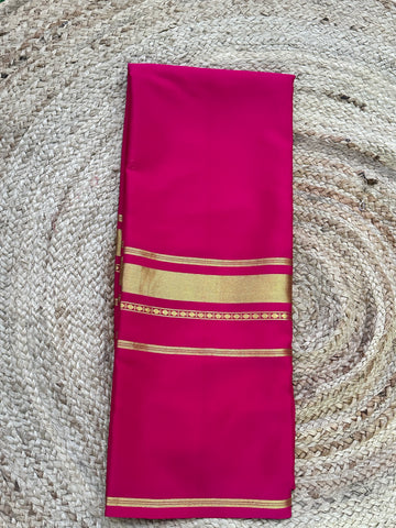 Rani pink 4 line border pure crepe Mysore Silk sarees