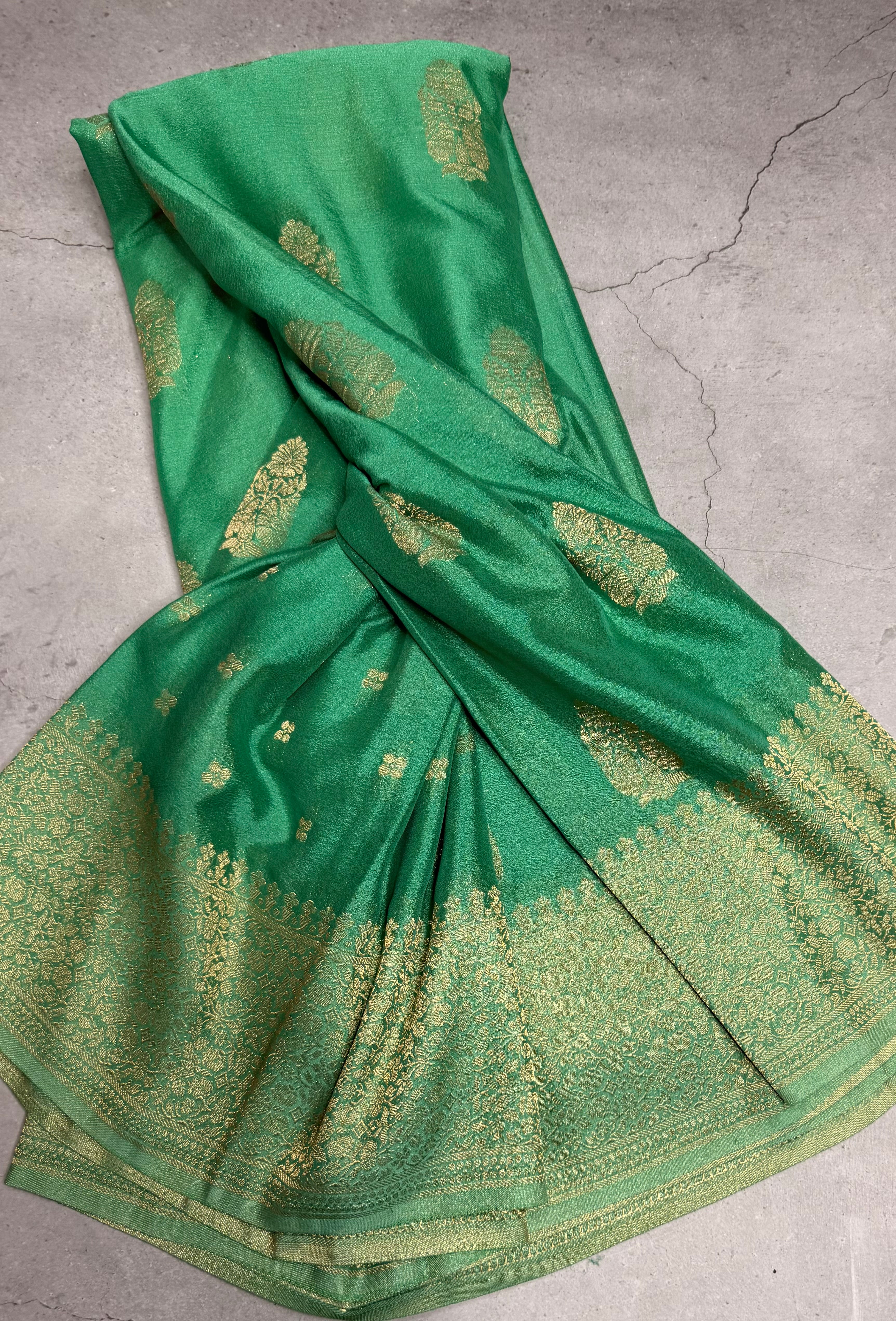 Light sea green big butta 107 designer soft crepe silk saree