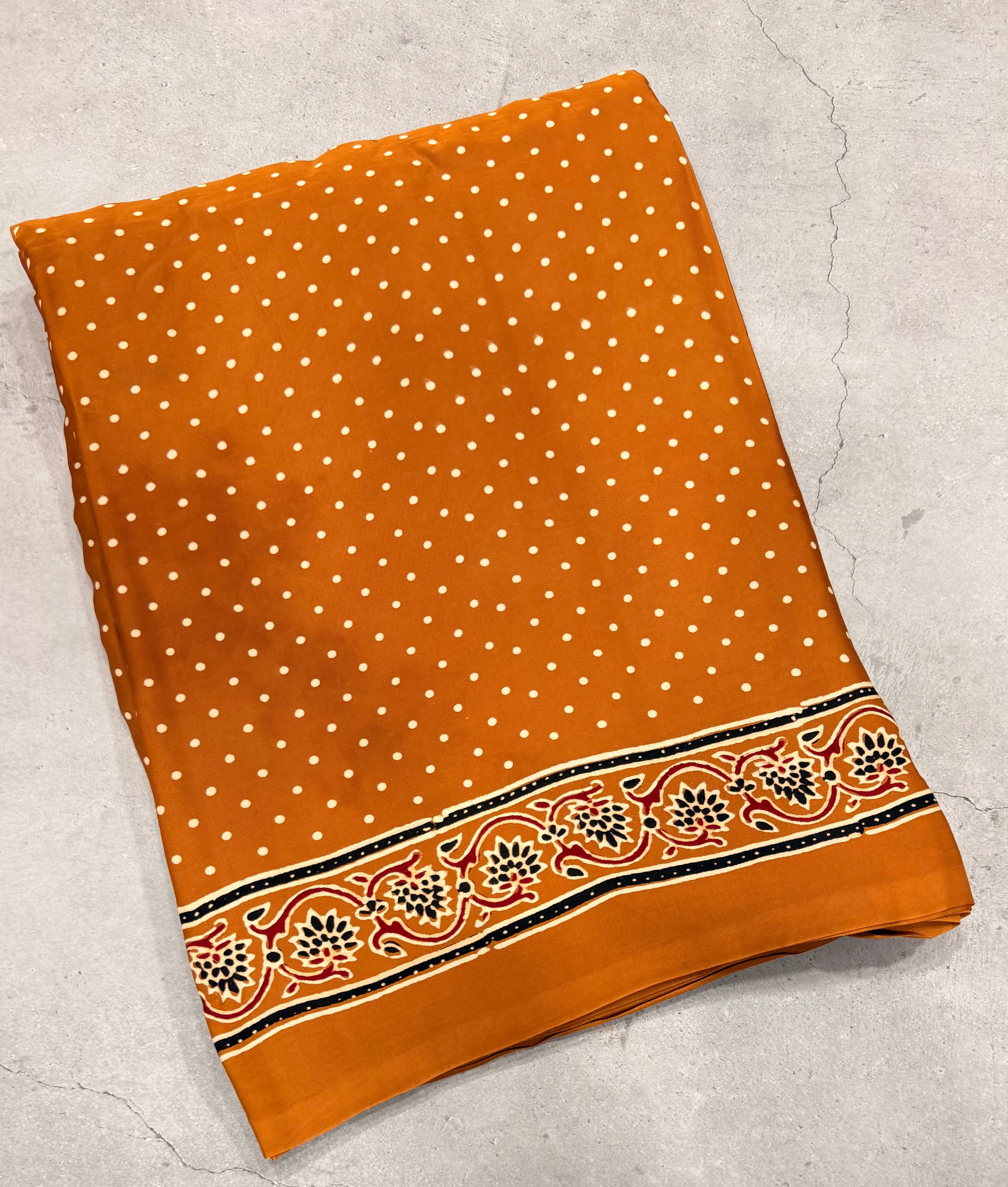 Mustard yellow pure Ajrak dola sarees