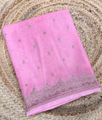 Light pink pure Banarasi crepe saree