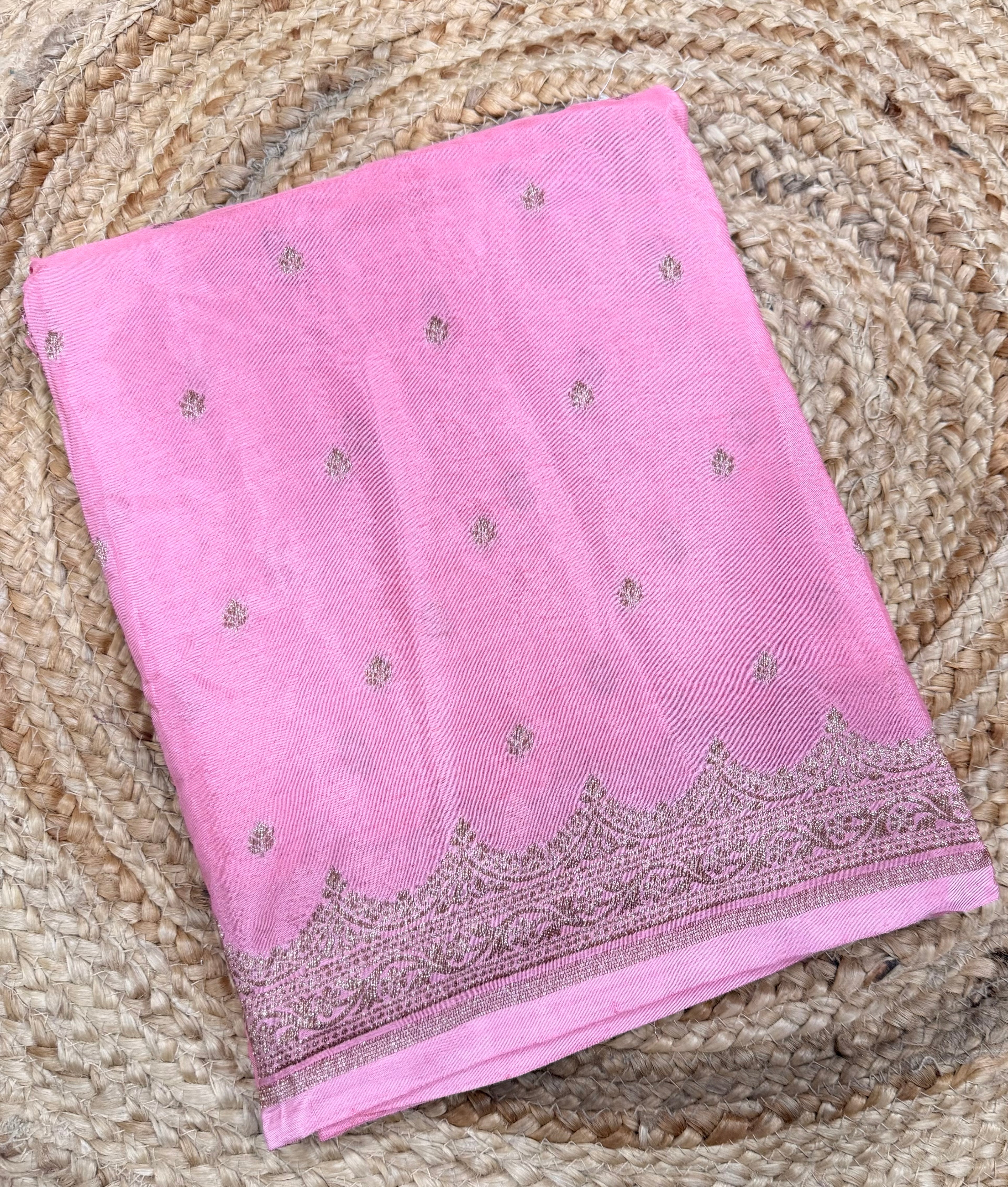 Light pink pure Banarasi crepe saree