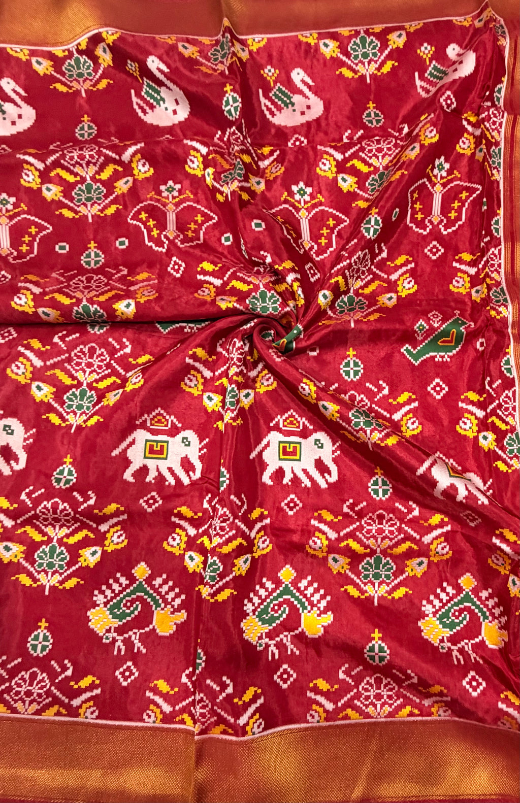 Maroon small border tusser Paithani saree