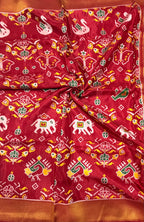 Maroon small border tusser Paithani saree