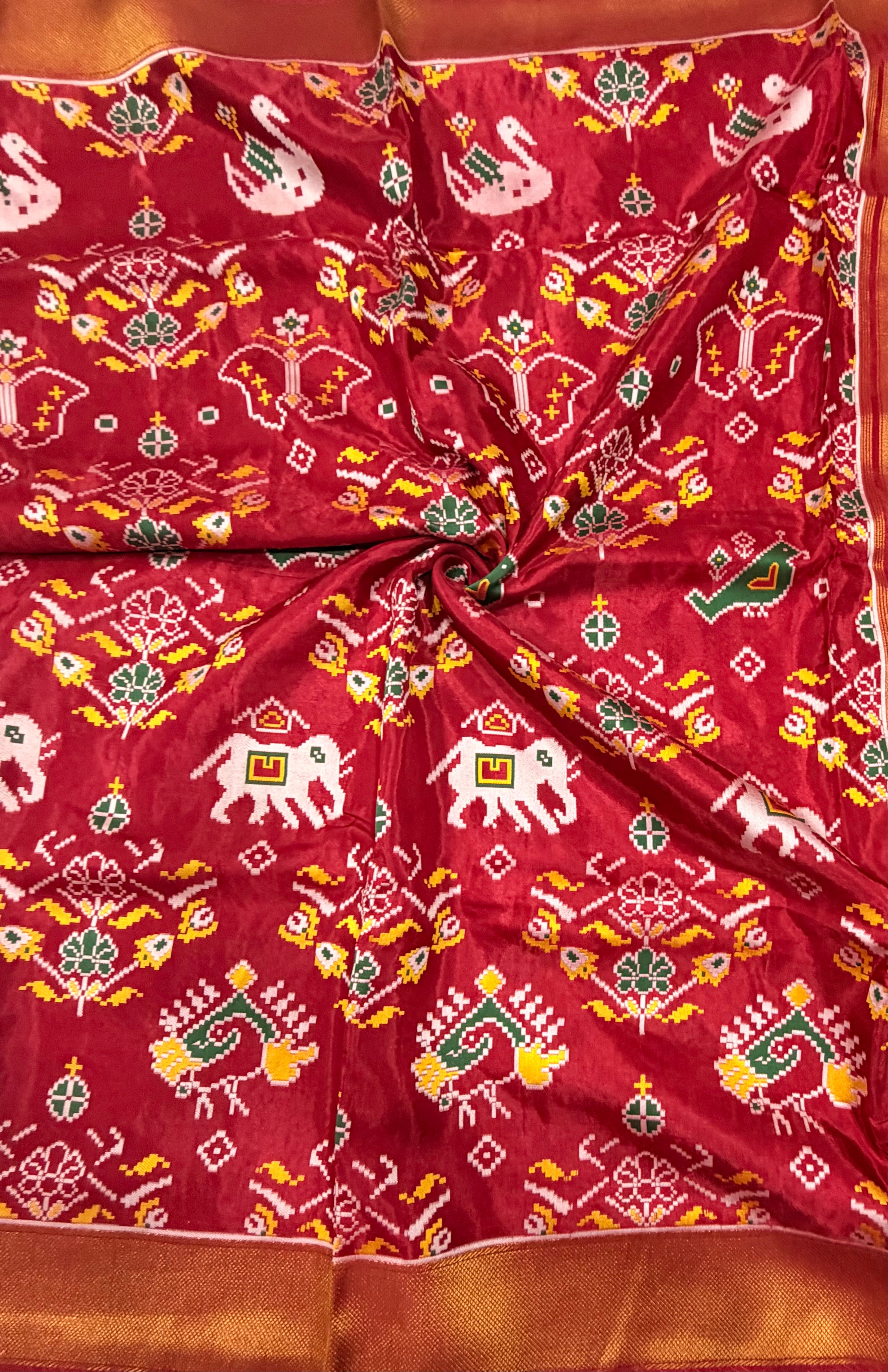 Maroon small border tusser Paithani saree