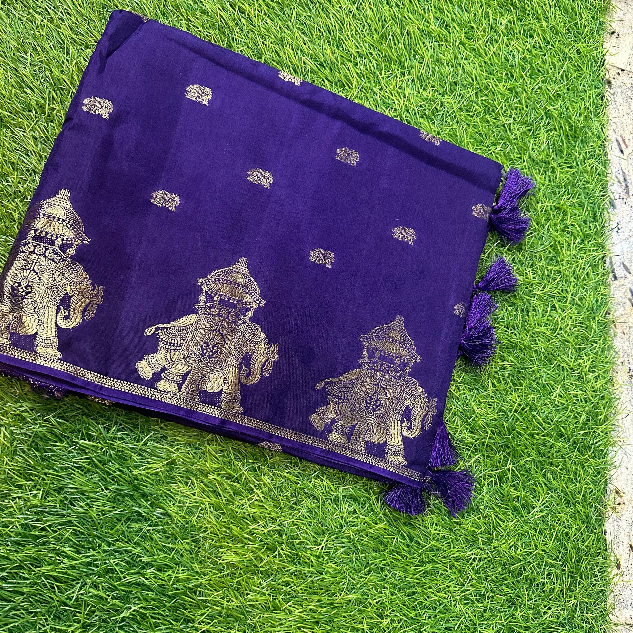 Dola silk in elephant border