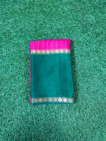 Pink and green pure wrinkle crepe silk.