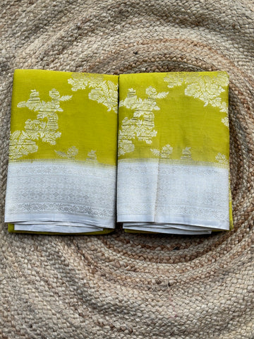 Mustard and cream crushed georgette