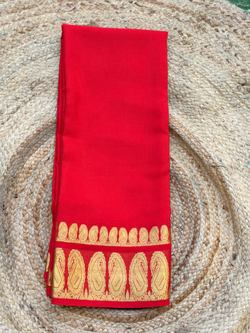 Heart red KSIC double mango border crepe Mysore silk 120gsm