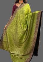 Light green brocade pure benarasi crepe silk saree