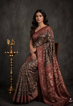 Black n maroon Kalamkari digital print 107 casual saree