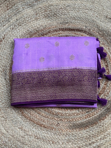 Lavender and purple tusser silk saree