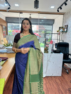 Deep purple and mint green crepe chiffon Banarasi sarees