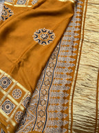 Mustard pure modal Ajrak sarees
