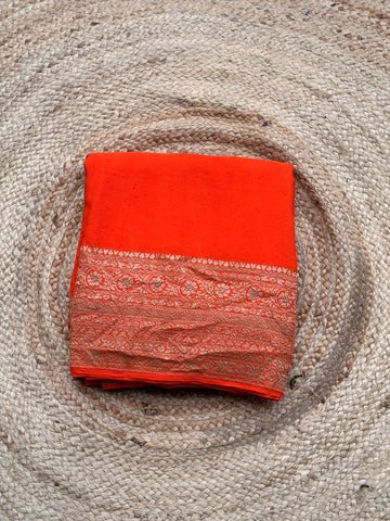 Plain Crepe Banarasi Pure Orange