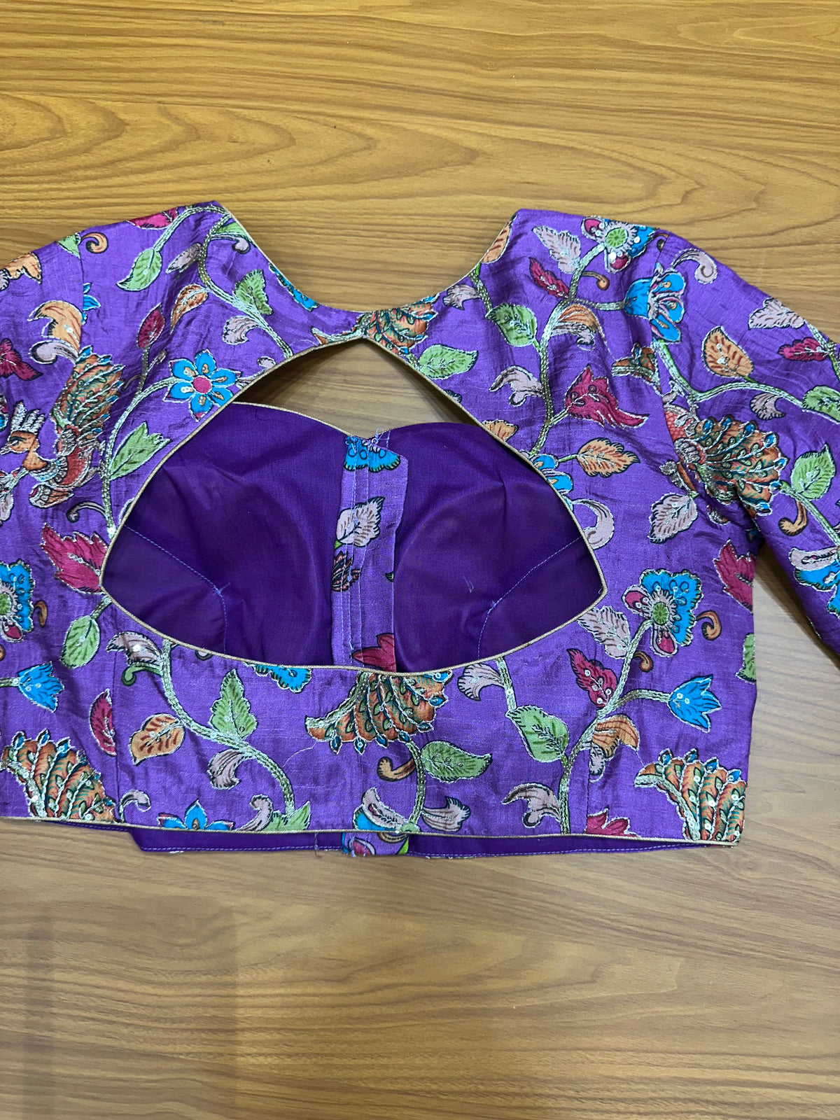 Lavender crepe kalamkari blouse