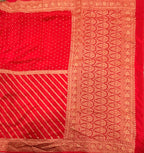 Red zig zag small butta half n half pure benarasi crepe silk saree
