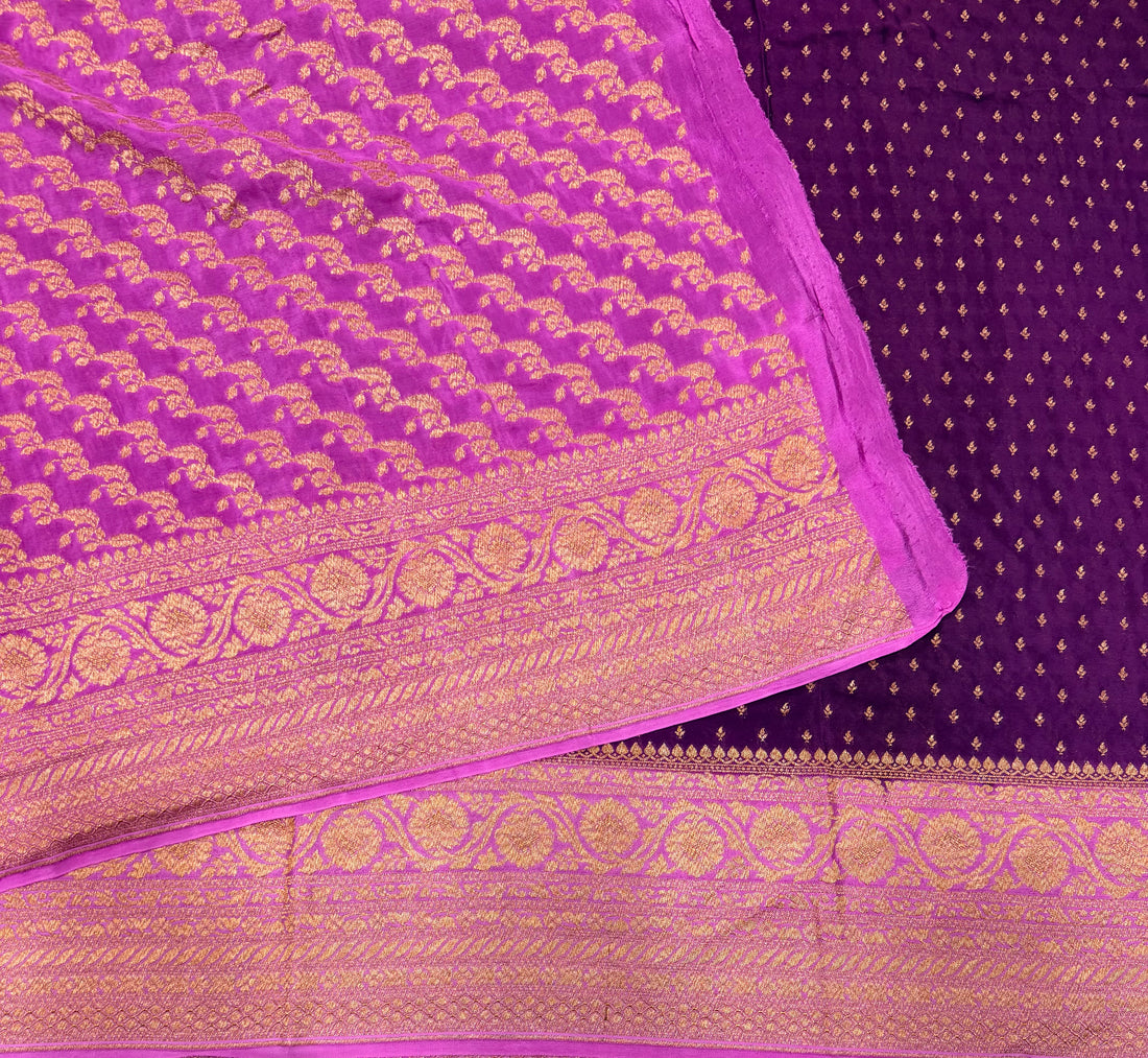 Purple pure benarasi crepe silk saree