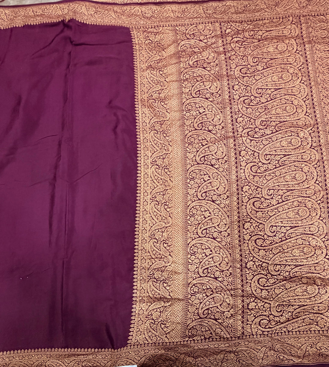 Wine pure benarasi crepe silk saree