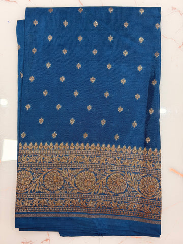 Peacock blue Banaras blouse material 1 mtr
