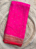 Dark pink and orange pure crepe Banaras