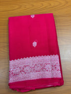 Pink Banarasi pure khadi chiffon saree sliver zari woven