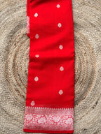 Red Banarasi pure khadi chiffon saree sliver zari woven
