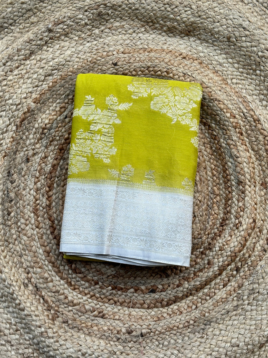 Mustard and cream crushed georgette
