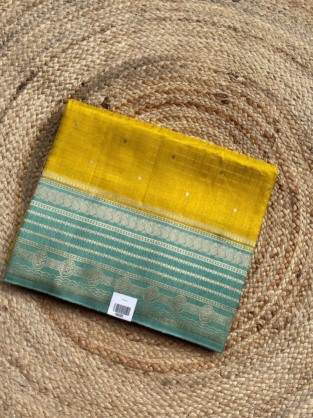 Yellow and sea green dola silk sarees