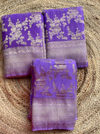 Lavender crushed georgette sarees jaal pattern