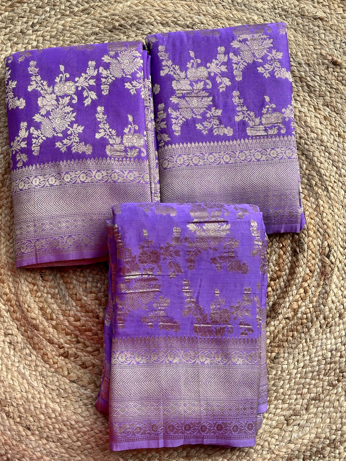 Lavender crushed georgette sarees jaal pattern