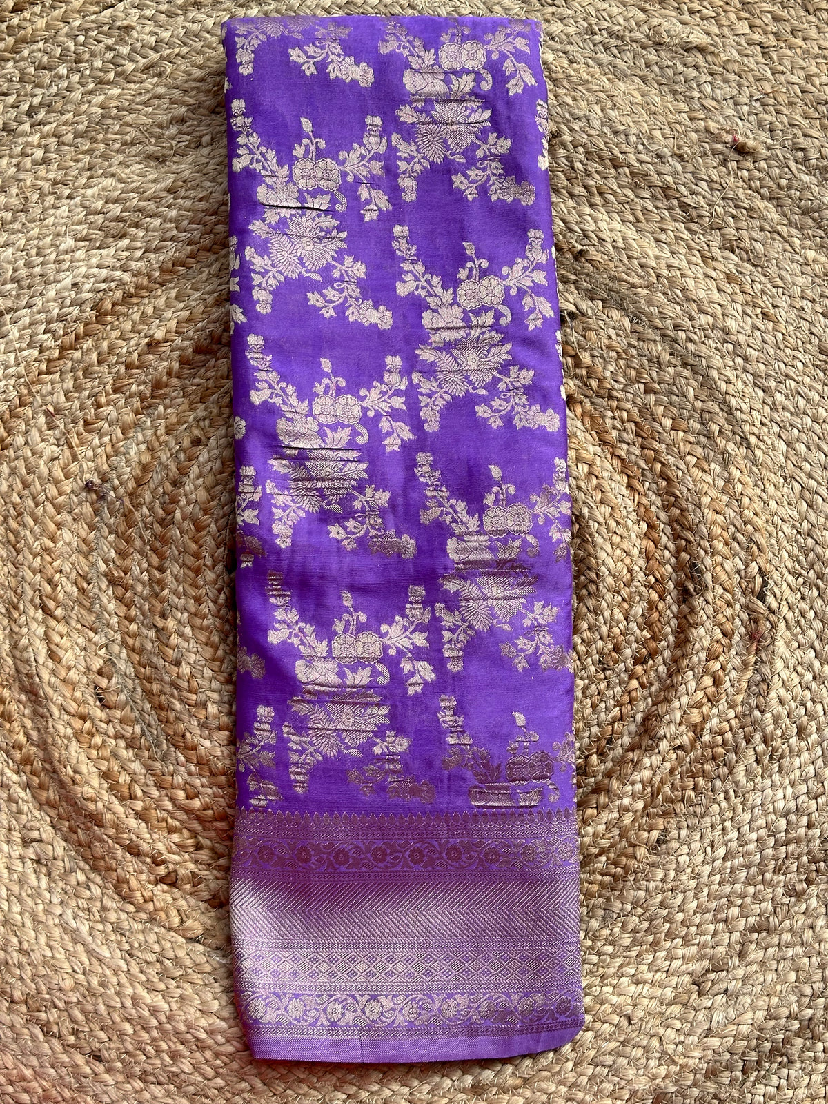 Lavender crushed georgette sarees jaal pattern