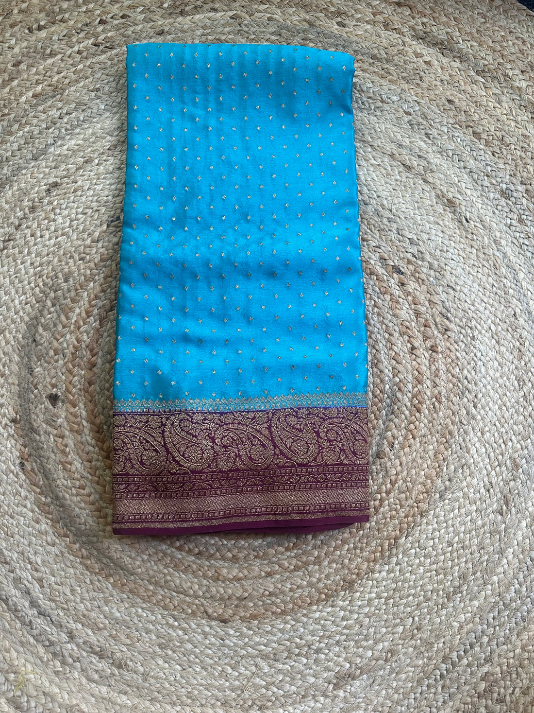 Blue and dark mejentha pure crepe Banaras sarees.