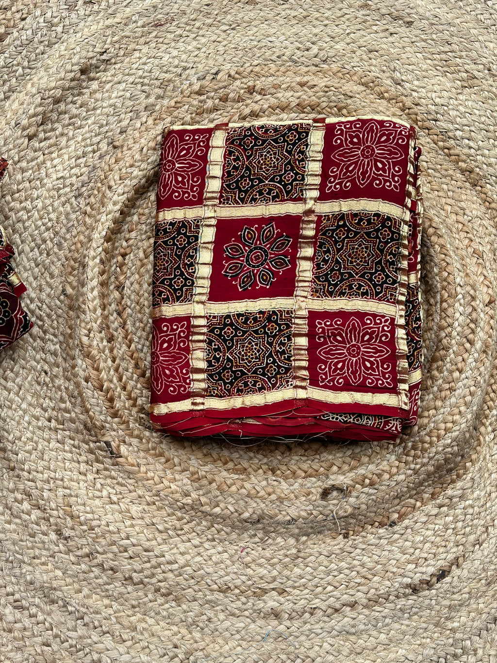 Pure Ajrak block prints modal silk sarees